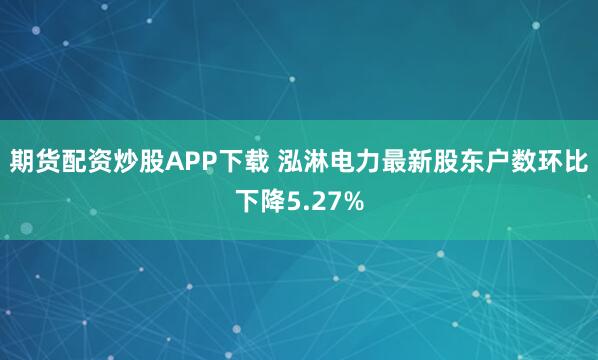 期货配资炒股APP下载 泓淋电力最新股东户数环比下降5.27%