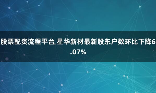 股票配资流程平台 星华新材最新股东户数环比下降6.07%